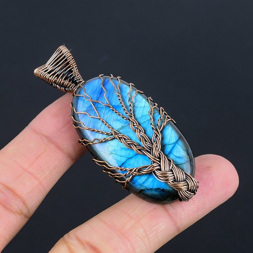 VETEMENTS Albero della Vita Labradorite Gemma Filo di Rame Ciondolo Avvolto Gioielli Fatti a Mano