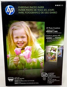 New HP Genuine Everyday Injet Printer Photo Paper 100 Sheets 4x6 Glossy CR759A - Picture 1 of 4