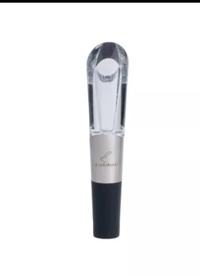 Rabbit W6127 Wine Aerator & Pourer Clear Stainless Steel 5.2” Bar Accessory - Image 1 of 4