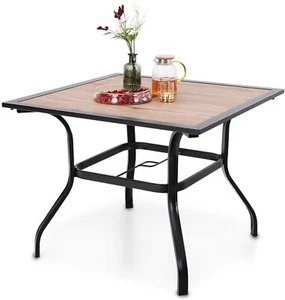 37“Outdoor Patio Table Square Garden Porch Dining Tables With 1.57"Umbrella Hole - Picture 1 of 12