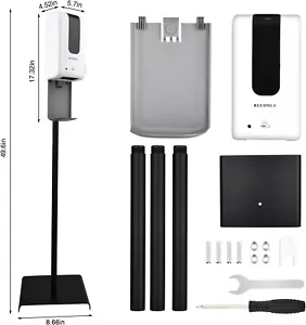 Hand Sanitizer Dispenser Stand/Station 4ft Steel Floor Automatic Touchless Soap - Picture 1 of 20