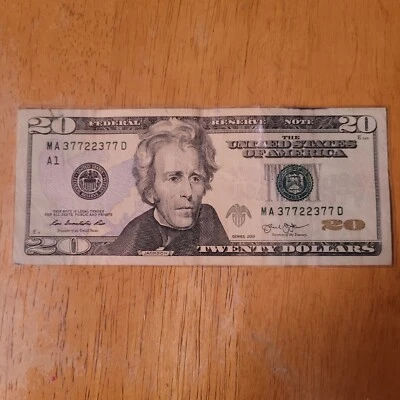 2013 $20 Twenty DOLLAR Bill Note Ink Error Bleed Thru Serial Numbers💥Fancy S-N - Image 1 of 4