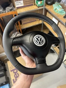 VW Golf Mk4 GTI R32 Steering Wheel Flat Bottom Passat B5 Custom Leon White - Bild 1 von 18