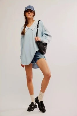 Свитшот пуловер Free People Madeleine топ в полоску негабаритный громоздкий L 275483 - Изображение 1 из 4