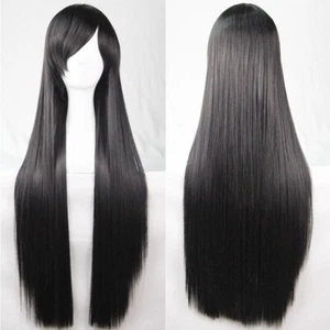 80cm Straight Sleek Long Full Hair Wigs Side Bangs Universal Headgear Anime Cosp - Picture 1 of 3