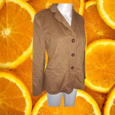 Blazer Brooks Brother Petite Bronceado Ajustado con Botones Mezcla Lana Cachemira Talla 8P Foto 1 de 4