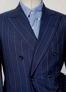 Blazer Abrigo Chaqueta Vintage 1960S 38S Rayas de Remo Doble Pecho Rojo Azul - Imagen 1 de 6
