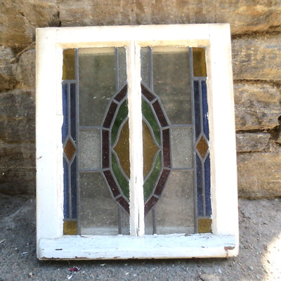 Antik Bleiglasfenster Buntglas Echtholz Fenster Oberlicht Jugendstil Landhaus • 80€
