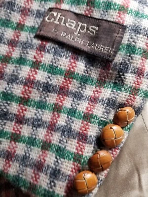 38S SCOTLAND Chaps Ralph Lauren wide lapel Check Tweed Jacket Blazer Sport Coat - Image 1 of 4