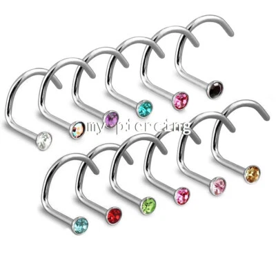 Anillo de perno prisionero de nariz de acero quirúrgico superior gema ajuste a presión 22G 1,5 mm 2 mm Foto 1 de 2