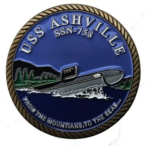 MONETA SFIDA COMMEMORATIVA US NAVY USS ASHVILLE SSN 758 193 - Foto 1 di 2