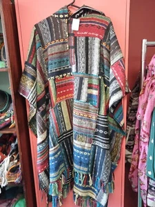 Parche de algodón Funky Capucha Pixie Colorido Poncho Boho Gitano Hippy Festival - Imagen 1 de 4