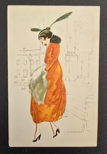 Travel postcard woman with fur illustrator Calderara year 1916 - Picture 1 of 2