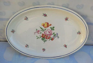 Vintage Oval Ceramic Plate From Grigny, French Antique Pottery - Picture 1 of 2