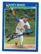 SHAWN BOSKIE 1991 SCORE AUTOGRAPHED SIGNED # 59 CHICAGO CUBS
