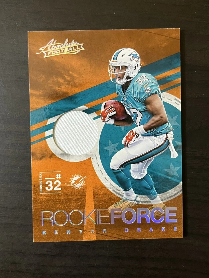 Kenyan Drake 2016 Absolute Rookie Force Relic Prime 5/5 Bookend #25 RC Jersey SP - Image 1 of 2