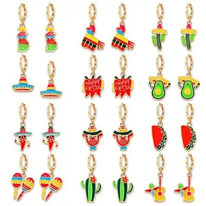 9/12 Pairs Cinco De Mayo Earrings Mexican Fiesta Earrings for Women Cute Sombrer - Picture 1 of 6