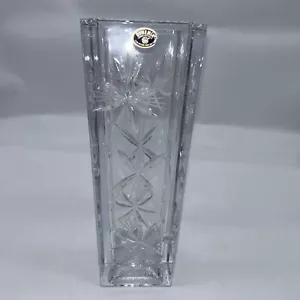 BÖHMEN TSCHECHIEN Bleikristall 24% handgeschliffene Vase 10" (26cm) 12 geschliffene Blumen - Bild 1 von 5