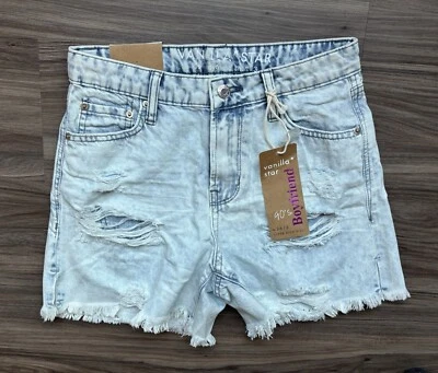 Pantalones Cortos de Jean Vanilla Star Para Mujer Talla 3 Azul Denim Años 90 Novio Tiro Alto Nuevo con Etiquetas Foto 1 de 4
