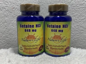 (2-Pack) Nature’s Life Betaine HCl 100 capsules 648 mg ~ Digestive Health ~ - Picture 1 of 15