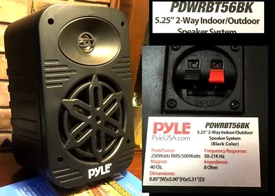 PYLE PDWRBT56bk 5.25"  Speaker 250W 2 way Marine Outdoor Shower Waterproof Black - Image 1 of 4