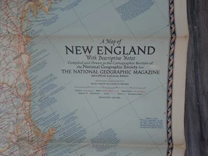 1955 New England America National Geographic Vintage Wall Map 29x43" 1950's - Picture 1 of 5