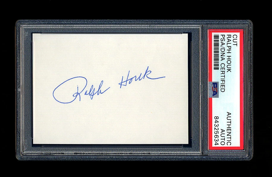 RALPH HOUK SIGNED MINT CUT PSA/DNA AUTOGRAPHED NEW YORK YANKEES 6 X WSC 1961 - Image 1 of 1
