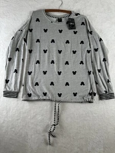 Disney Nachtwäsche Shirt Mickey Ohren Kordelzug Erwachsene Medium grau schwarz - Bild 1 von 11