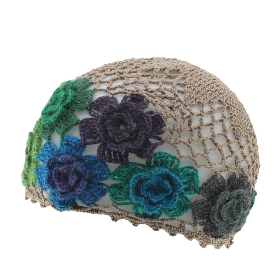 Nuevo con etiquetas Sombrero gorro tejido a mano para mujer tejido a mano flor ganchillo ahuecado a la moda Foto 1 de 1