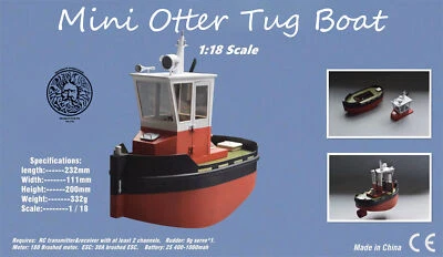 Mico Tugboat Mini Otter Tugboat 1:18 232mm 9" RC Model Ship Kit - Image 1 of 4