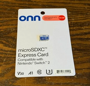 Onn 512GB microSD microSDXC Express Card - Compatible w/ Nintendo Switch 2 - New - Photo 1 sur 8