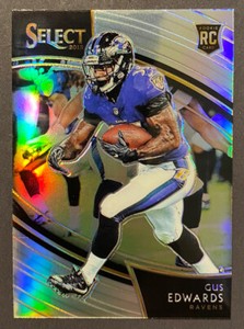 2018 Select Football - Gus Edwards - Silver Prizm Field Level RC - Card No. 220