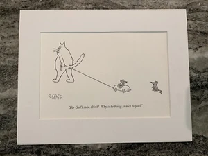 Sam Gross 1970 Cartoonist Cat And Mouse Open Edition “S. Gross” New Yorker - Picture 1 of 6
