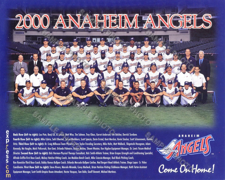 2000 ANAHEIM CALIFORNIA ANGELS TEAM 8X10 PHOTO ERSTAD VAUGHN SALMON GLAUS - Image 1 of 1