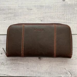 Rosetti Brown Wallet Clutch Zip Around Credit Card Coin Coupons Dividers - Picture 1 of 10
