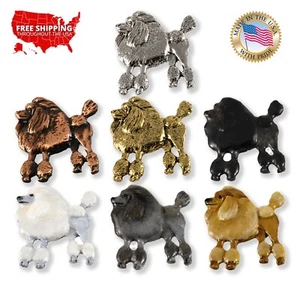 Pewter Standard Poodle Dog Lapel Pin or Poodle Fridge Magnet, D442F, Made in USA - Picture 1 of 9