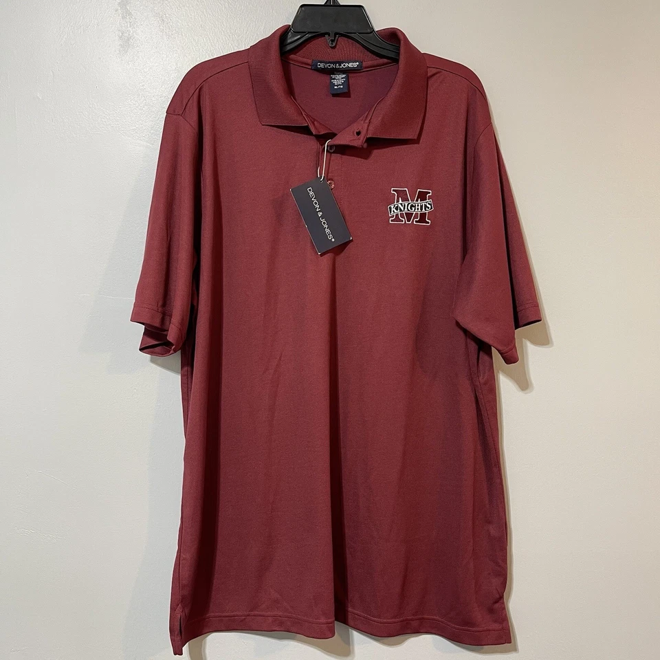 Devon & Jones Polo Shirt Short Sleeve Burgundy Mens Size XL M Knights - Image 1 of 4