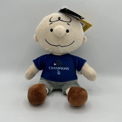 PEANUTS CHARLIE BROWN FOCO STUFFED PLUSH DODGERS 2024 WORLD SERIES CHAMPIONS 10" - Image 1 of 2
