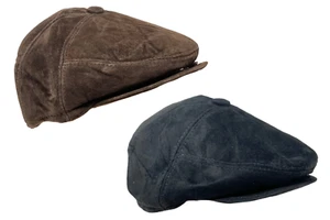 Herren Schiebermütze Flatcap Mütze Echt Leder Ledermütze Kappe Cap Schirmmütze - Bild 1 von 9