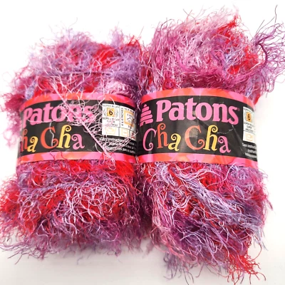 (2) Pestañas rizadas voluminosas Patons Cha Yarn Be Bop #6 77 yardas. Turquía Foto 1 de 4