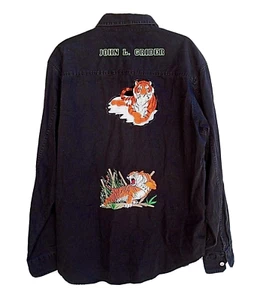 Levi’s Jeans Long Sleeves Denim Button Up Embroidered Shirt Men's Size M Black - Picture 1 of 6