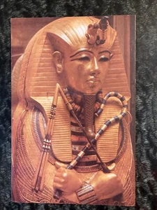 used postcard and stamp EGYPT - Tutankhamen's Treasures Gold Coffin of Osiris - Picture 1 of 3