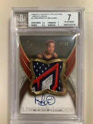 2006-07 UD Exquisite Limited Logos Marcus Williams Rookie Patch AUTO /50 BGS 7 - Image 1 of 4