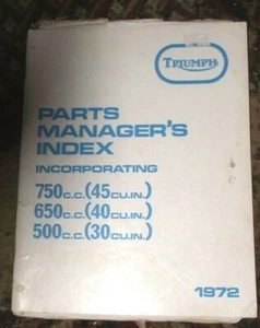 TRUIMPH PARTS MANAGERS INDEX INCORPORATING 750/650/500 1972 (MANUAL ORIGINAL) - Imagen 1 de 1