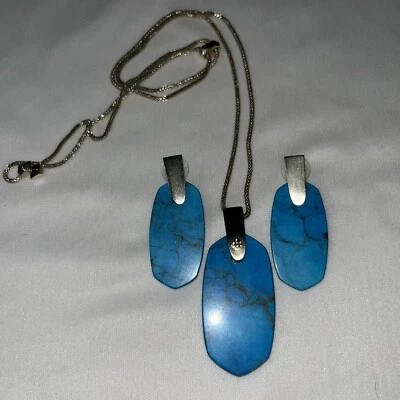 KENDRA SCOTT Blue Turquoise Magnesite Pendant &Matching Earrings, Gold Tone - image 1 of 4