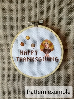 Patrón de pavo de feliz acción de gracias punto de cruz contado Foto 1 de 3
