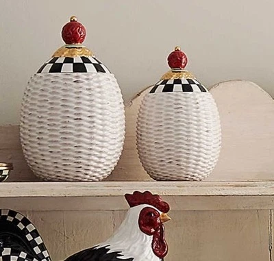 Juego de 2 botes Mackenzie Childs Courtly Basket Weave Foto 1 de 2