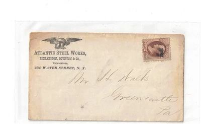 Eagle, Steel Works, illustrated advertising, 2 cent brown Banknote, NYC 1870s - Image 1 of 2