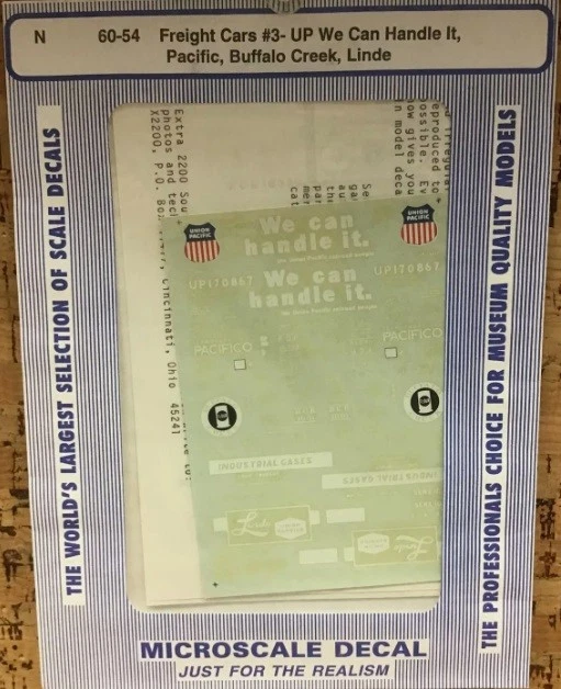 Calcomanía microescala 60-54 escala N coches de carga #3 UP/Pacific/Buffalo Creek & Linde Foto 1 de 1