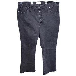 Madewell Cali Demi-Boot Black Button Fly Flare Jeans Womens Size 36 - Picture 1 of 13